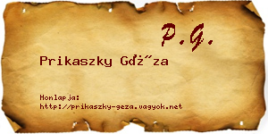 Prikaszky Géza névjegykártya